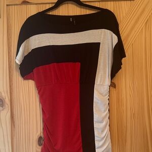 Maurices Red and Black Colorblock Blouse